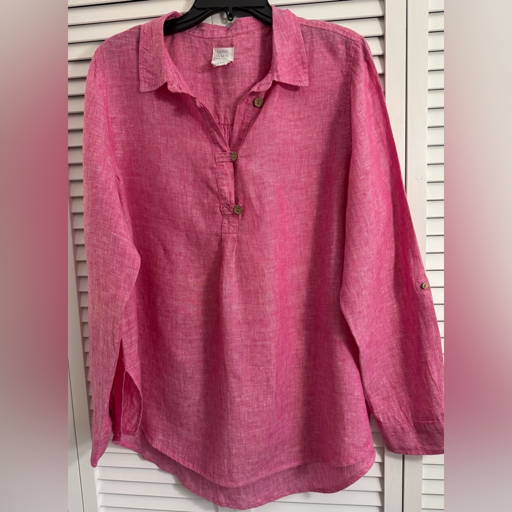 Sigrid Olsen Pink Button Down Blouse